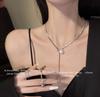 Colar Borboleta com Franja Puxável para Mulheres, Versátil, High-End, Design de Nicho, Corrente para Clavícula, Colar de Liga da Moda