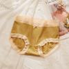 Braguitas de seda de hielo de cintura media-alta para mujer, sin costuras, de talla grande, con borde de encaje, finas y transpirables, nuevas de fábrica, venta al por mayor