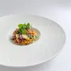 Restaurante Ocidental de Hotel Branco Fosco Criativo Prato de Aperitivo Borda Larga Prato Redondo Prato de Sopa Ocidental Atmosfera de Alto Padrão Prato de Massa