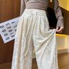 Pantalones Anchos de Terciopelo Dorado para Mujer, 40-150 kg, con Cordón, Corte Ajustado Estrecho, Efecto Caído, Pantalones Casuales Largos hasta el Suelo