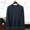 Suéter de Punto Cómodo para Otoño e Invierno con Cuello Redondo Suéter Base Suéter de Cachemira de Color Puro Estilo Nuevo para Hombre 2025