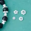 Joyería de Plata de 6mm 8mm Soporte de Cuentas Flor de Plata Lisa Borla Sombrero Paquete Medio Pulsera de Cristal DIY Blanca Accesorios de Plata de Ley 925
