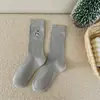 Meias femininas bordado com fio de ponto homem velho boneco de neve meias de Natal outono e inverno meias de Natal meias empilhadas meias de algodão