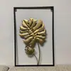 Marco negro de hoja de hierro de metal para colgar, pintura moderna de fondo para pared, decoración de pasillo, colgante de pared, joyería tridimensional