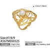 Anillo de Acero Inoxidable Abierto con Perla de Concha Incrustada de Flor Irregular, Joyería Femenina Elegante y Estilosa de Estilo Francés