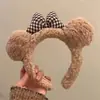 Orelhas de Urso com Laço Fofo Faixa de Cabeça de Pelúcia Faixa de Cabeça para Mulheres com Parte Superior Alta do Crânio Lavar o Rosto Faixa de Cabeça Peluda Acessórios de Cabelo Outono e Inverno