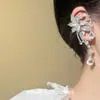 Novia Súper de Cuento de Hadas Hada Mariposa Fresca y Elegante Diamante Brillante Aretes de Clip Flor Perla Gota de Agua Borla Aretes de Clip de Boda