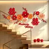 Decoração de Quarto de Casamento, Quarto Novo, Parede de Fundo da Sala de Estar, Quarto, Caractere Dupla Felicidade, Guirlandas de Flores, Hall de Entrada, Escada, Decorações de Casamento