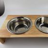 Tazón para Perro Personalizado, Tazón para Perro, Tazón para Gato, Protección de Columna Cervical, Madera Mascota Acero Inoxidable 304 Antivuelco Madera Maciza Tazón de Arroz, Altura Aumentada
