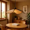 Lámpara Colgante Japonesa de Lino Estilo Wabi-Sabi con Forma de Pétalo para Decoración de Casa de Huéspedes, Hotel, Dormitorio, Lámpara Colgante Artística Vintage de Diseñador para Sala de Té