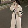 Abrigo Largo de Pana Patchwork de Lana de Cordero para Mujer 2026 Estilo Europeo y Americano Moda Tendencia Otoño e Invierno que Reduce la Edad