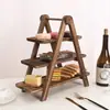 Bandeja de madeira criativa personalizada, suporte de comida de três níveis, prateleira de armazenamento de bandeja de madeira para restaurantes de hot pot, suporte para frutas e bolos