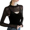 Blusa corta fina de malla para mujer, nueva ropa de verano ajustada y sexy para protegerse del sol.