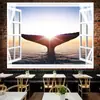 Tapiz de pared con diseño de paisaje de ventana para colgar en la pared, ideal para dormitorio, mesita de noche, decoración del hogar