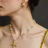 Novos Produtos Transfronteiriços Europeus e Americanos Conjunto Exquisito de Colar e Brincos Pingente de Estrela do Mar Pérola de Imitação Estilo Praia de Férias para Mulheres