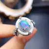 Anillo de Ópalo Blanco Natural Popular al por Mayor de Fábrica Plata S925 Incrustado Piedra Principal 7*9 Joyería de Lujo Venta Directa de Fábrica