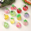 Accesorios de resina DIY de dibujos animados 12 tipos de frutas con purpurina para pasadores de pelo, fundas de teléfono, dijes para zapatos, llaveros, colgantes y accesorios