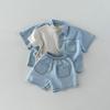Traje de dos piezas estilo coreano para niños y niñas, de manga corta, con camisa vaquera y pantalones cortos, estilo occidental, para verano