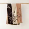 Xale Artístico Vintage para Mulheres, Estampa de Plantas Outono e Inverno, Blocos de Cor em Imitação de Cashmere, Cachecol de Estilo Nacional, Espessado e Quente, Adequado para Uso Transfronteiriço