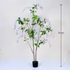 Árbol de hortensias artificial, árbol grande de flores artificiales para interiores, jazmín colgante, planta en maceta de pie, adorno de decoración para escaparate