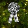 Nuevo Producto Transfronterizo Decoración Navideña Lazo de Cinta de Lino Imitación Cuadros Lazo Navideño Decoración para la Punta del Árbol de Navidad