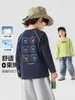 Camiseta de Manga Longa para Meninos Europeus Estilo Primavera/Outono Roupas 2026 Nova Roupa Infantil Crianças Bebê Outono Roupa Top de Algodão Puro Tendência