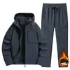Chaqueta Gruesa Cálida con Forro Polar para Hombre Otoño e Invierno, Chaqueta de Capa Base Suave con Capucha Holgada, Traje de Pareja en Stock