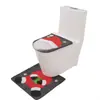 Exclusivo para vendas transfronteiriças: Conjunto de duas peças para tampa de vaso sanitário de Natal, tampa de assento de vaso sanitário do Papai Noel, tapete antiderrapante para o chão, decoração de feriado