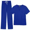 Traje de Cirugía Básico Cuello en V Hospital UCI Enfermera Doctor Uniforme de Trabajo de Enfermería Unisex Tallas Grandes Verano
