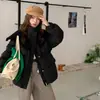 Jaqueta de Lã Doce com Gola Grande e Enchimento de Pato Feminina 2026 Inverno Estilo Coreano Cintura Marcada Emagrecedora Petite Casaco de Penas de Pato Branco Tendência