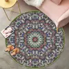 Alfombra Redonda Estilo Étnico Transfronteriza Alfombra de Bucle para Sofá Sala de Estar Tocador Silla de Tocador Silla de Ordenador Felpudo Resistente a Manchas