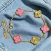 Moda Transfronteriza Más Vendido Lujo Acero Inoxidable Doble Cara Corte Láser Trébol de Cuatro Hojas Pulsera de Nácar, Joyería que No se Desvanece, Lujo Ligero