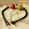 Joyería Cerámica Estilo Étnico Creativo, Pulsera con Colgante de Candado de Longevidad, Pulsera Cerámica Tejida a Mano, Estilo Antiguo de Puesto Callejero