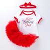 Ropa de verano transfronteriza para niños, nueva ropa de princesa para el Día de la Madre, conjunto de falda tutú roja con estampado de letras de viento