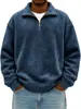 Sudadera de punto con media cremallera de color liso desgastada para hombre, estilo europeo y americano, nueva para Otoño e Invierno 2025, casual, holgada, con solapa