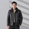 Chaqueta de Piel Sintética para Hombre 2026 Otoño/Invierno Cuello Desmontable de Lana de Cordero Top para Hombres Jóvenes y de Edad Media, Abrigo Espeso y Cálido
