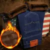 Jeans gruesos con forro polar para hombre de otoño e invierno, venta al por mayor para hombre, pantalones rectos holgados versátiles casuales, pantalones cálidos de algodón para hombre