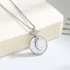 Collar de Estrella y Luna Estilo Europeo y Americano con Colgante de Estrella y Luna de Nácar Blanco, Collar Sencillo y Lujoso con Borla de Estrella y Luna de Nácar para Mujer
