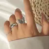 Conjunto de Anéis Cruzados Criativos de Coração Vazado para Mulheres, Estilo Ins Simples Anel Aberto para Junta do Dedo, Anel Elegante para o Dedo Indicador