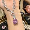 Colgante con corte de nido de pájaro y diamantes de alto carbono, collar con pulsera de tesoro de color, anillo rojo chino con corte de estrella, traje de diamante morado.