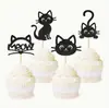 Decoraciones para cupcakes temáticas de gatos para fiestas de cumpleaños y Halloween transfronterizas