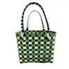 Bolso Tejido a Mano, Cesta Tejida de Plástico, Canasta para Verduras, Bolsa Cuadrada Pequeña, Bolsa de Regalo Luna Llena para Mujer, Informal y Versátil