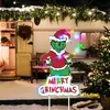Nuevo letrero de suelo navideño con diseño de cachorro Grinch, letrero impermeable para césped de fiesta al aire libre, jardín