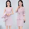 Traje de moda estilo coreano para primavera y otoño, vestido de negocios formal, prenda exterior de color liso para mujer, conjunto de dos piezas