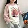 Sudadera de Dibujos Animados para Niños 2026 Otoño/Invierno Nuevo Estilo Sudadera de Algodón con Cuello Solapa para Niñas Pulóver Moderno Camiseta Básica para Niños Mayores