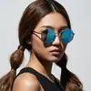 Gafas Xunge con montura grande de metal, gafas de sol coloridas para hombre, gafas de sol retro de moda de doble haz para mujer ins2024 Nuevo