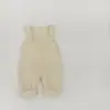 Conjunto de Dos Piezas Tejido Estilo Coreano para Bebés y Niños Pequeños, Unisex, Suave y Pegajoso, Peto de Tirantes Multicolor + Suéter de Color Sólido