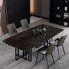 Mesa de jantar e cadeira de placa de pedra italiana combinação simples mármore casa retangular mesa de jantar lazer restaurante mesa de jantar para 4 pessoas