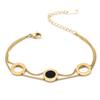Pulsera Elegante Hueca Simple de Concha Negra Redonda Romana Dorada de 18K de Doble Capa de Lujo Ligero para Parejas Pulsera de Moda Versátil