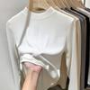 Camisa de terciopelo con hilo para mujer, manga larga, interior, otoño e invierno 2023, forro polar, cálida, ajustada, estilo extranjero, camiseta de manga larga